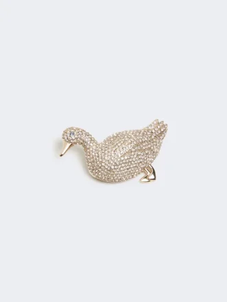 Metalbroche med rhinestones, optisk hvid