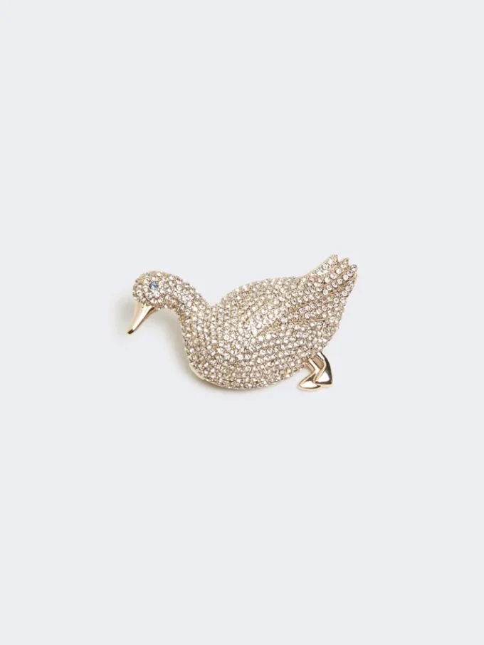 Metalbroche med rhinestones, optisk hvid Metalbroche med rhinestones, optisk hvid