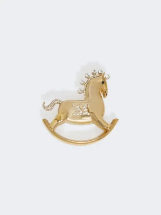 Metalbroche med rhinestones, rød
