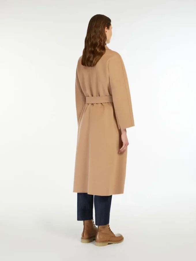 Midi-frakke i uldbroadcloth, kamel Midi-frakke i uldbroadcloth, kamel