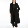 Midi-frakke i uldbroadcloth, sort Midi-frakke i uldbroadcloth, sort