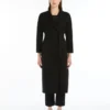 Midi-frakke i uldbroadcloth, sort Midi-frakke i uldbroadcloth, sort