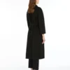 Midi-frakke i uldbroadcloth, sort Midi-frakke i uldbroadcloth, sort