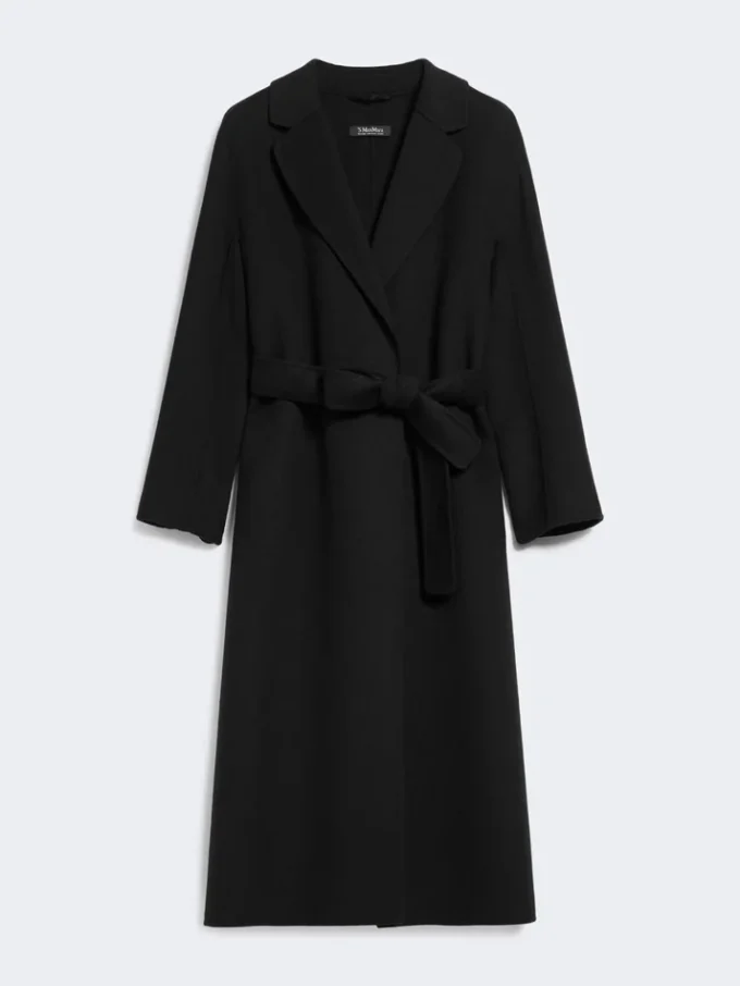 Midi-frakke i uldbroadcloth, sort Midi-frakke i uldbroadcloth, sort