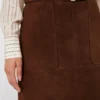 Midi-nederdel i ruskind, chokolade Midi-nederdel i ruskind, chokolade