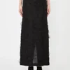 Midi-nederdel i silkejacquard, sort Midi-nederdel i silkejacquard, sort