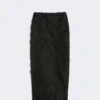 Midi-nederdel i silkejacquard, sort Midi-nederdel i silkejacquard, sort