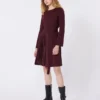Milano-strikket jerseykjole, bordeaux Milano-strikket jerseykjole, bordeaux