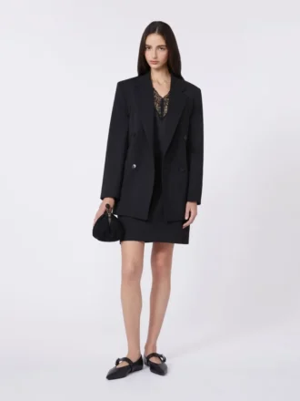Feminin satintop, sort