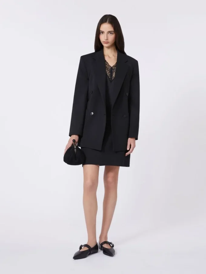 Mini-nederdel i stretch-gabardine, sort Mini-nederdel i stretch-gabardine, sort