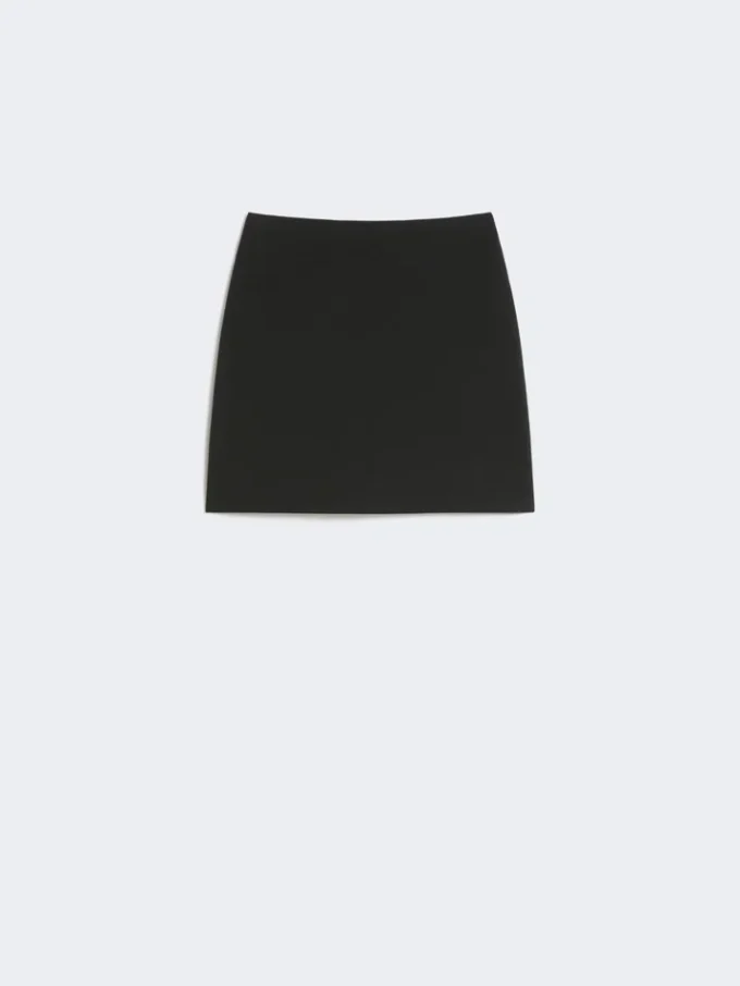 Mini-nederdel i stretch-gabardine, sort Mini-nederdel i stretch-gabardine, sort