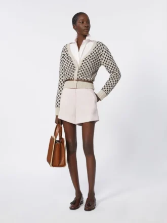 Mønstret cardigan i uld og kashmir, beige