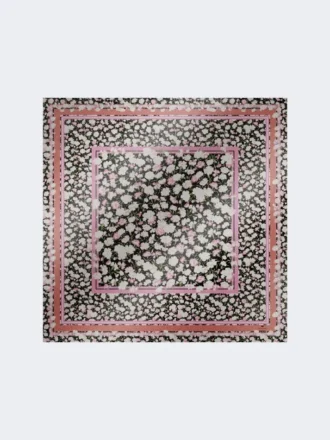 Mønstret foulard i silketwill, lyserød
