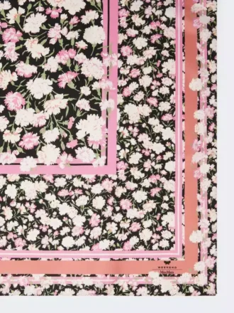 Mønstret foulard i silketwill, lyserød
