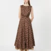 Mønstret twill-kjole, brun Mønstret twill-kjole, brun