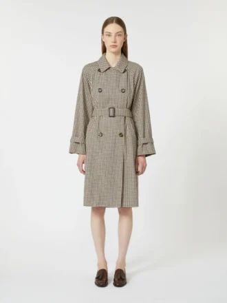 Mønstret vandafvisende trenchcoat i twill, kaffe