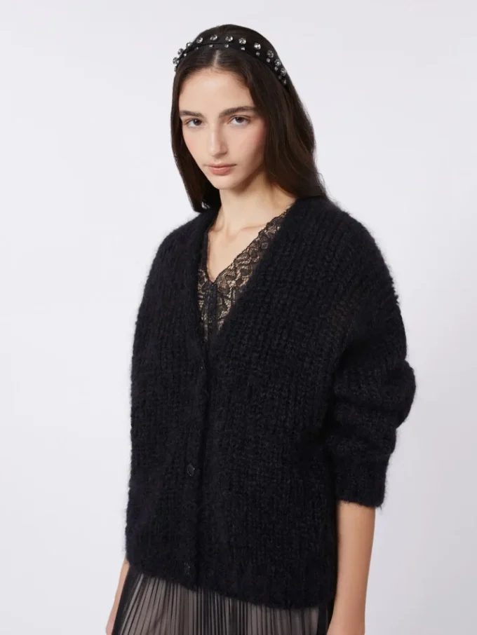 Mohair-cardigan, sort Mohair-cardigan, sort