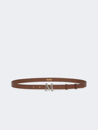 Monogrambælte i naturlæder, brunt Monogrambælte i naturlæder, brunt