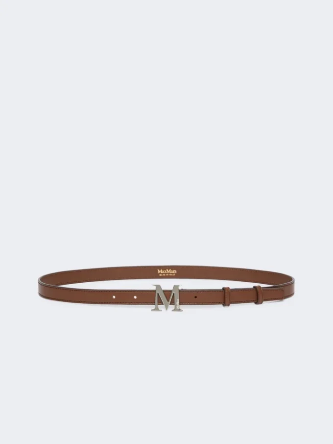 Monogrambælte i naturlæder, brunt Monogrambælte i naturlæder, brunt