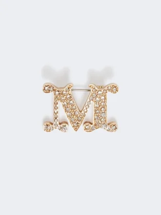 Monogrambroche med krystaller, optisk hvid