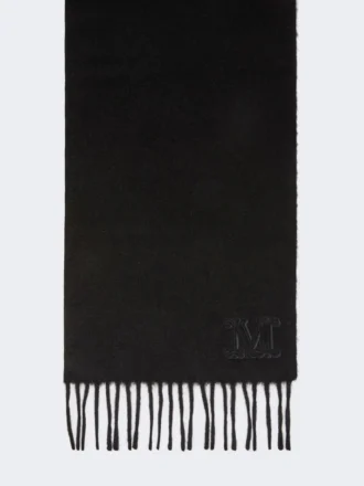 Monogrambroderet kamelbrun sjal, sort