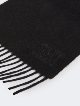 Monogrambroderet kamelbrun sjal, sort