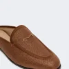 Mules i lærred med raffia-effekt, ravbrun Mules i lærred med raffia-effekt, ravbrun
