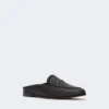 Mules i lærred med raffia-effekt, sort Mules i lærred med raffia-effekt, sort