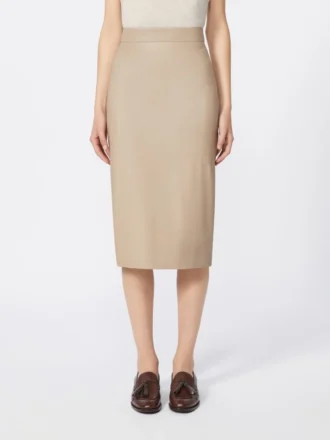 Nappalæder-pencilskirt, sand