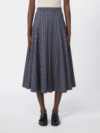 Navyblå jersey-nederdel med print