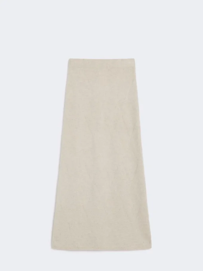 Nederdel i argyle-kashmirgarn, beige Nederdel i argyle-kashmirgarn, beige
