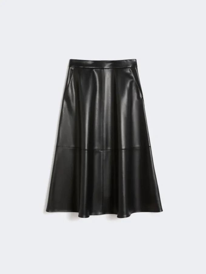 Nederdel i coated stof, sort Nederdel i coated stof, sort
