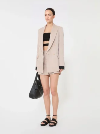 Oversized blazer i organza og hørcanvas, kamel
