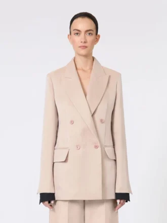 Oversized blazer i organza og hørcanvas, kamel