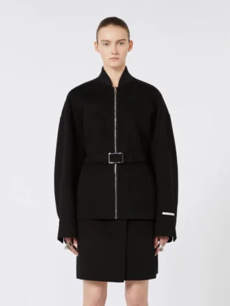 Oversized bomberjakke i uld, sort