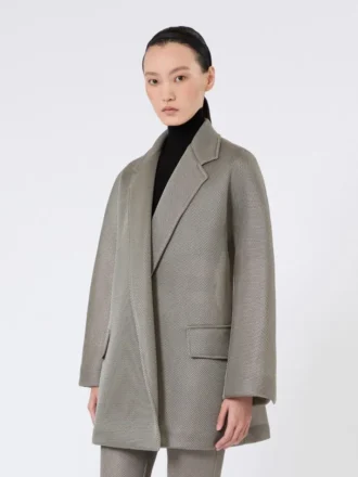 Oversized frakke i jersey-mesh, mellemgrå