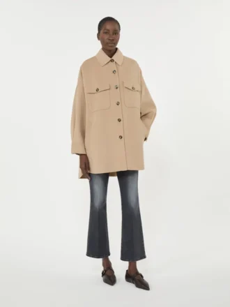 Oversized frakke i uldblanding, kamel