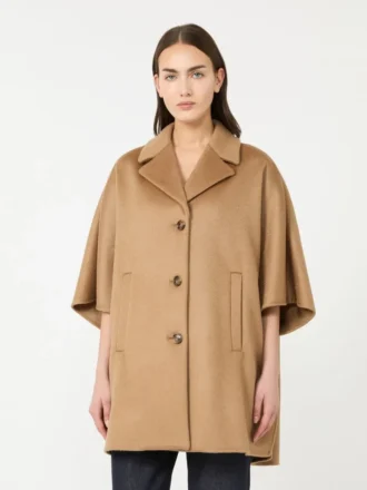 Oversized kappe i bredvævet kashmir, kamel
