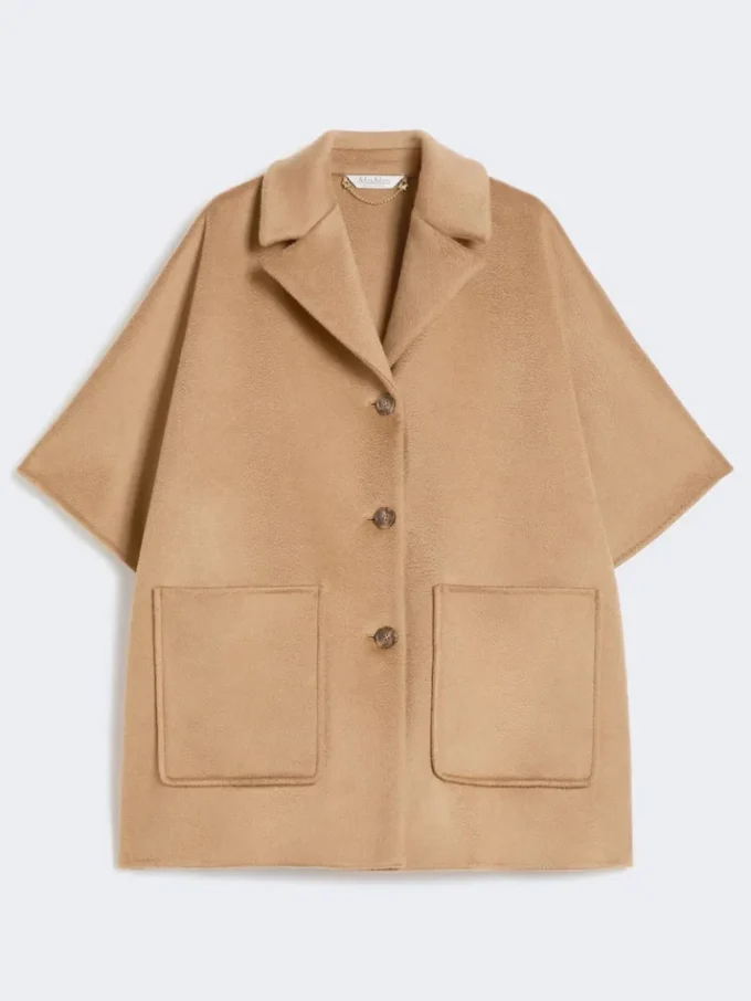 Oversized kappe i bredvævet kashmir, kamel Oversized kappe i bredvævet kashmir, kamel