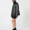 Oversized, kraftig læderjakke, sort Oversized, kraftig læderjakke, sort