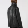 Oversized, kraftig læderjakke, sort Oversized, kraftig læderjakke, sort