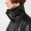 Oversized, kraftig læderjakke, sort Oversized, kraftig læderjakke, sort