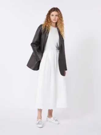 Oversized læderblazer, brun