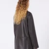Oversized læderblazer, brun Oversized læderblazer, brun