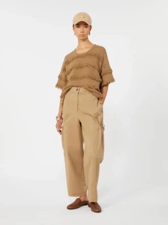 Oversized mønstret viskose-sweater, ørken
