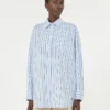 Oversized stribet bomuldsskjorte, lyseblå Oversized stribet bomuldsskjorte, lyseblå