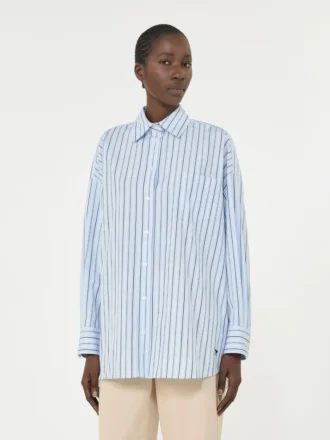 Oversized stribet bomuldsskjorte, lyseblå