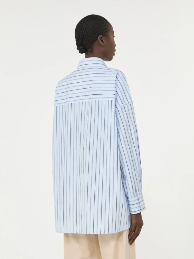 Oversized stribet bomuldsskjorte, lyseblå Oversized stribet bomuldsskjorte, lyseblå