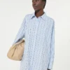Oversized stribet bomuldsskjorte, lyseblå Oversized stribet bomuldsskjorte, lyseblå