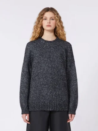 Oversized sweater i mohair og lurex, mørkegrå